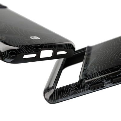 Black Tough Phone Case for Google Pixel - Obsidian Topo Wireframe