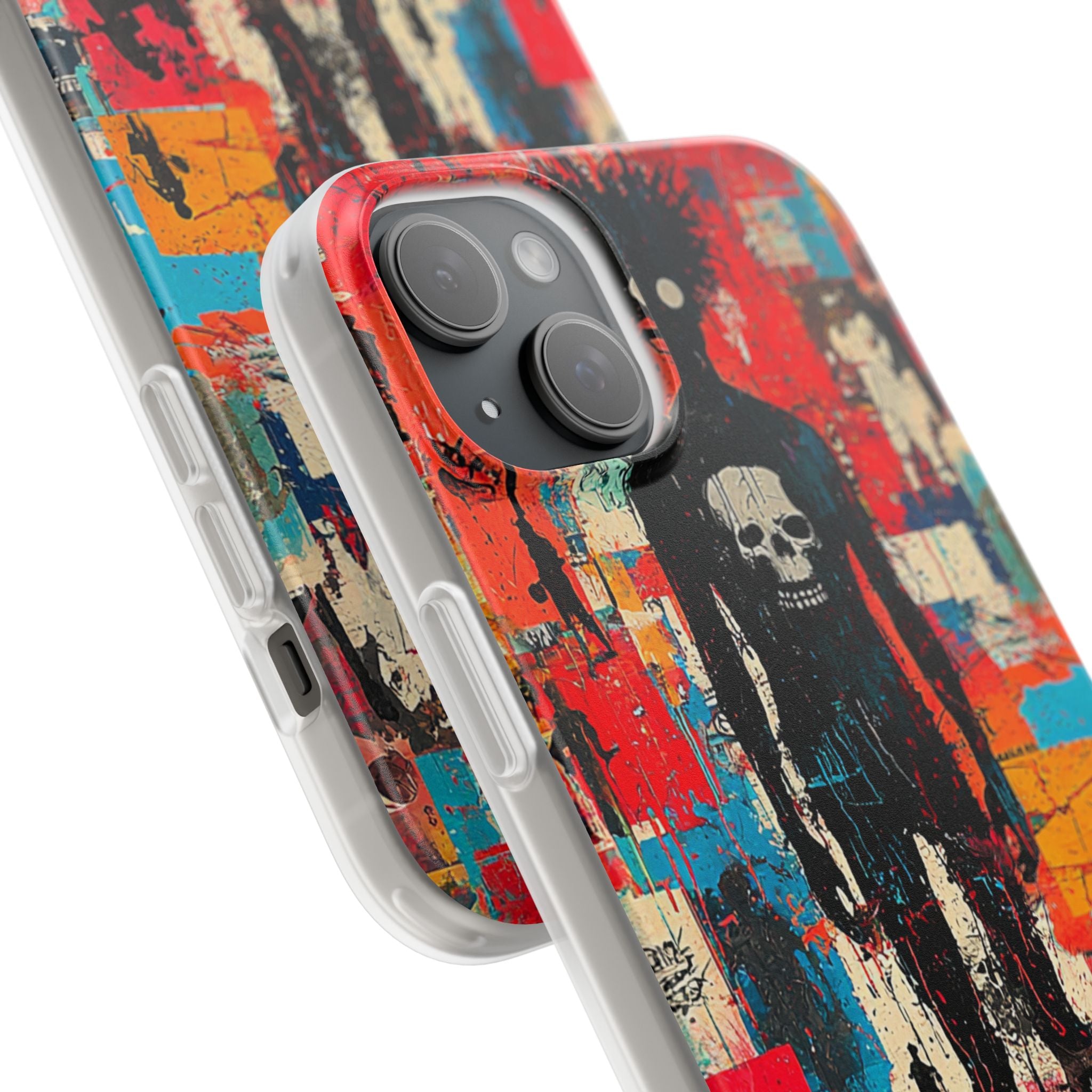 Spiky Skull Silhouette iPhone 15 Plus Case - Soft