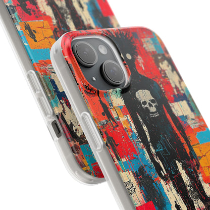 Spiky Skull Silhouette iPhone 15 Plus Case - Soft