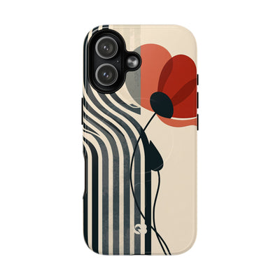 Beige Tough 2.0 Magsafe Phone Case for iPhone - Crimson Line Bloom