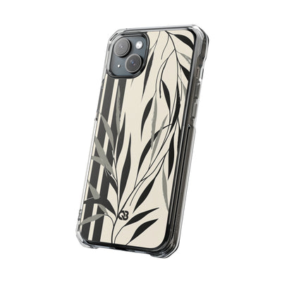 Beige Impact MagSafe Phone Case for iPhone - Soot Leaf Sketch