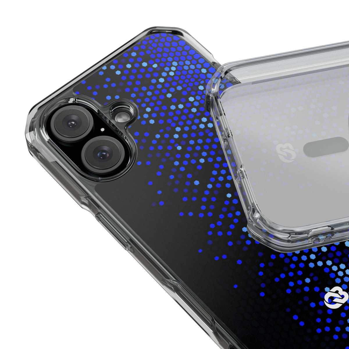 Cobalt Hex Dispersion · Clear Impact Magnetic Phone Case for iPhone · Blue