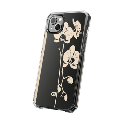Black Impact MagSafe Phone Case for iPhone - Obsidian Bone Orchid