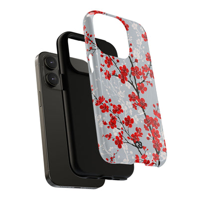 Grey Tough 2.0 Magsafe Phone Case for iPhone - Crimson Sakura Slate