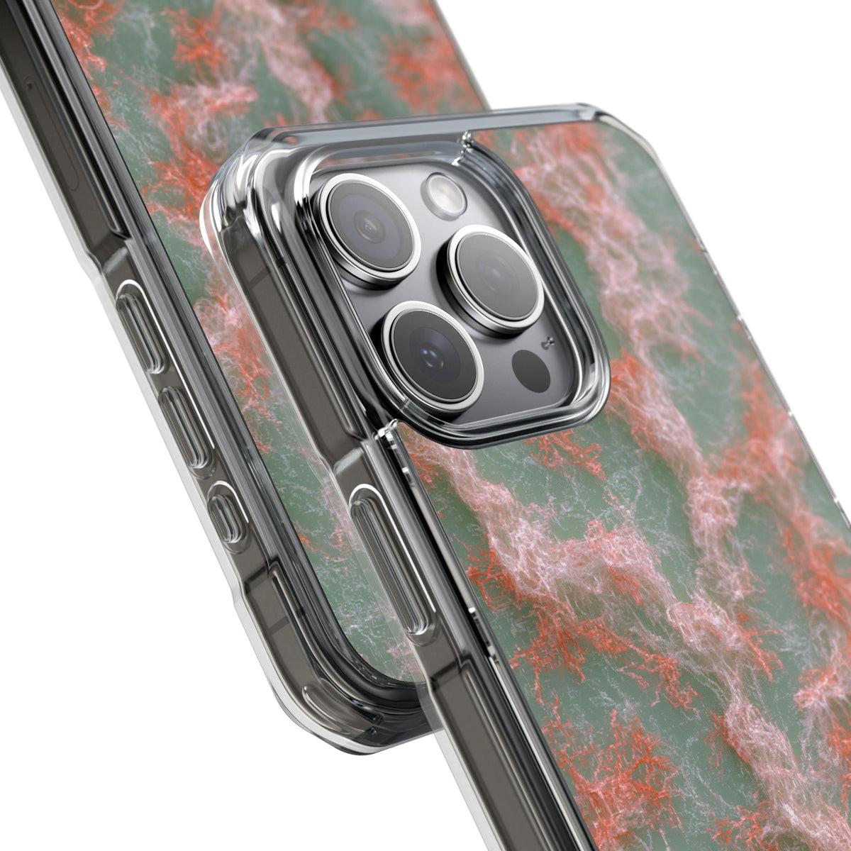 Coral Pixel Matrix · Clear Impact Magnetic Phone Case for iPhone · Green