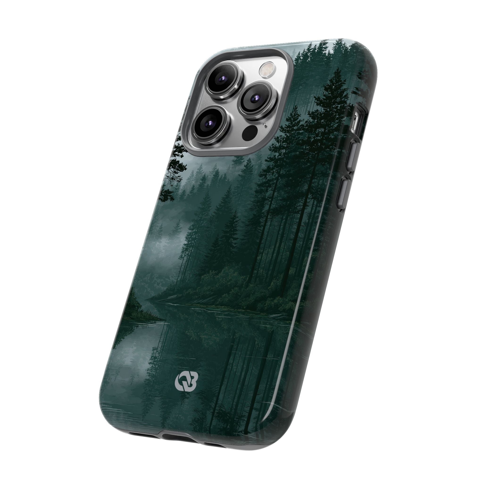 Green Tough Phone Case for iPhone - Misty Evergreen Mirror