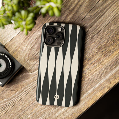 Black Tough Phone Case for iPhone - Ivory Spindle Grid