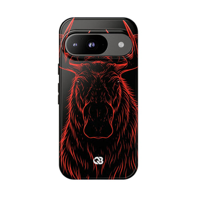 Crimson Horizon Moose · Tough Phone Case for Pixel ·  Black