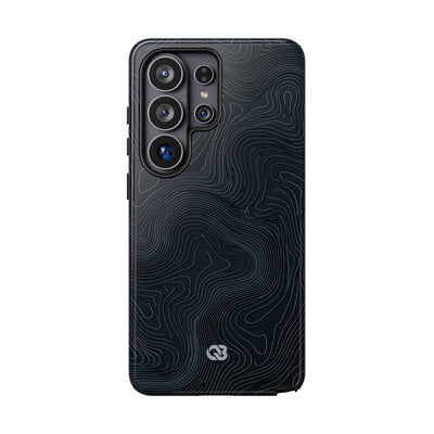 Black Tough Phone Case for Samsung - Obsidian Ridge Topo