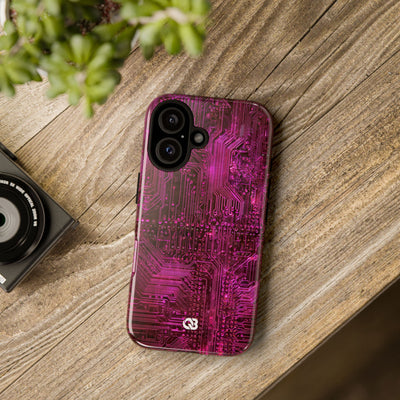Magenta Circuit Trace · Tough Phone Case for iPhone · Pink