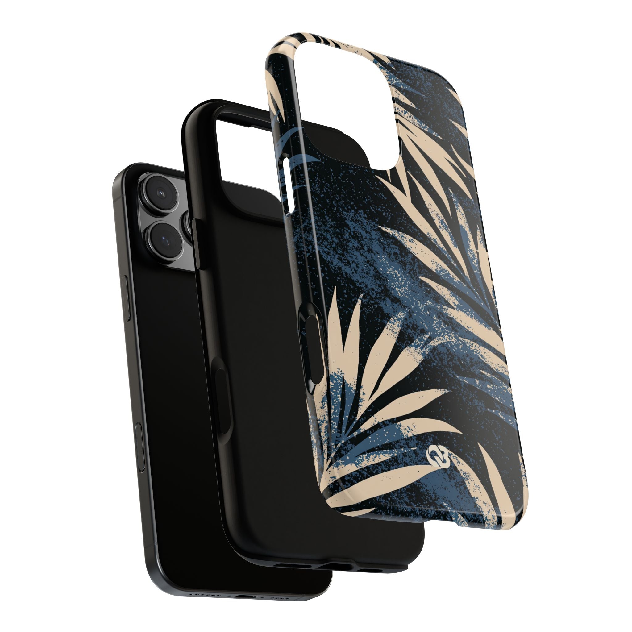 Blue Tough Phone Case for iPhone - Midnight Indigo Palm