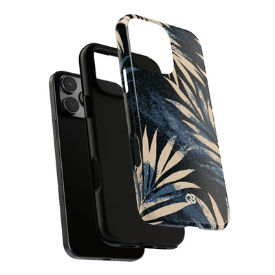 Blue Tough Phone Case for iPhone - Midnight Indigo Palm