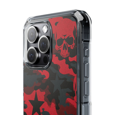 Crimson Skull Camo · Clear Impact Magnetic Phone Case for iPhone · Red