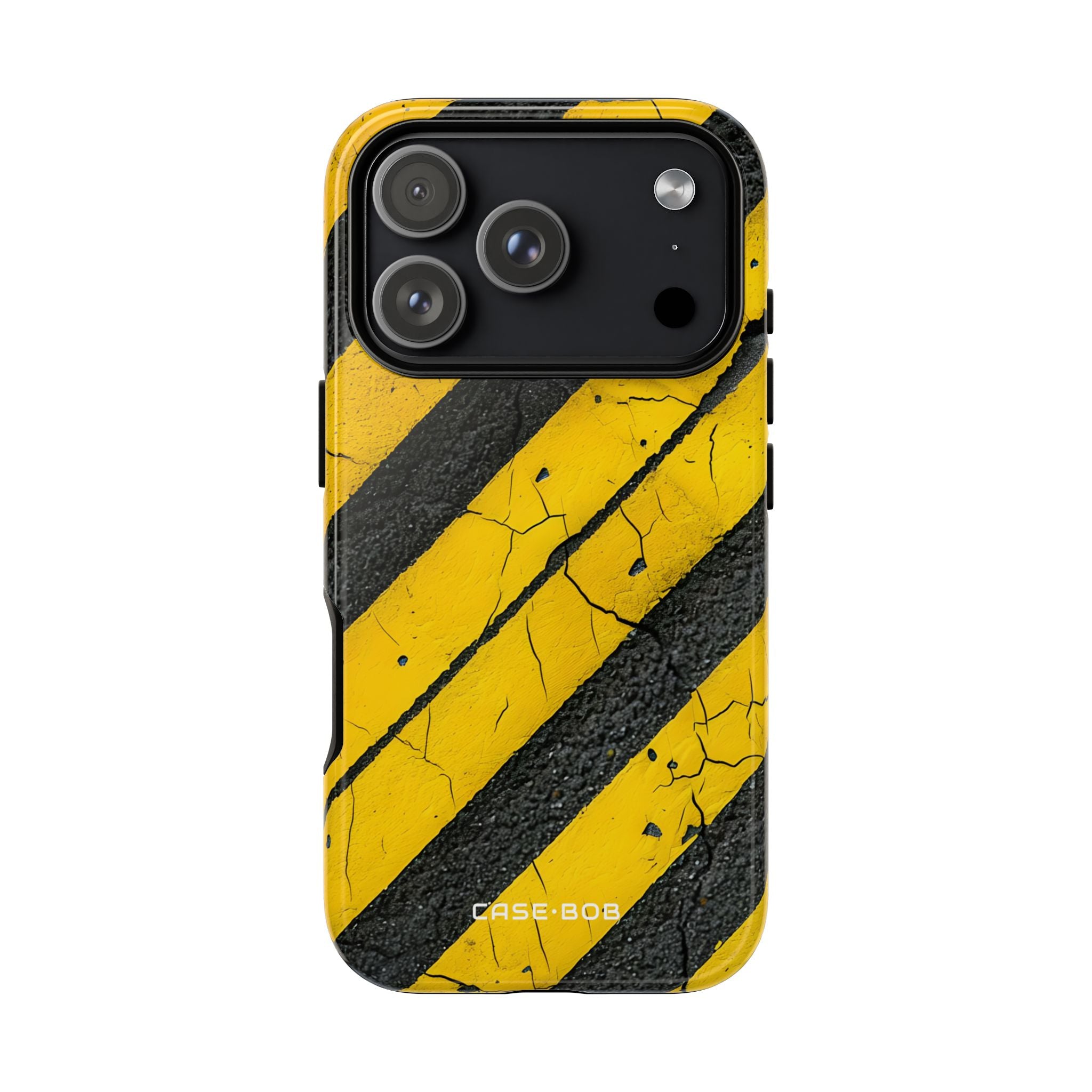 Yellow Stripe Distress iPhone 17 Pro Case - Tough - CASE•BOB