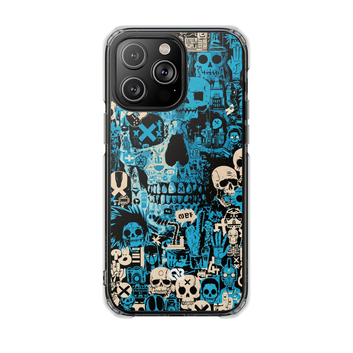Electric Skull Graffiti · Clear Impact Magnetic Phone Case for iPhone · Blue
