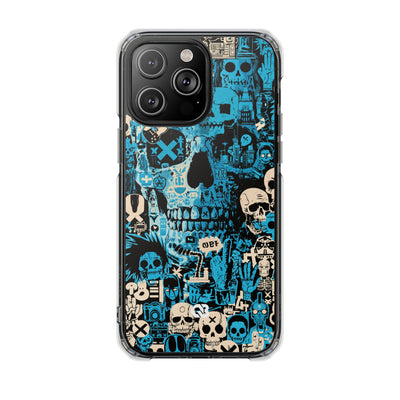 Electric Skull Graffiti · Clear Impact Magnetic Phone Case for iPhone · Blue