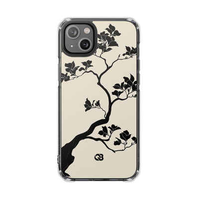 Beige Impact MagSafe Phone Case for iPhone - Obsidian Bonsai Silhouette