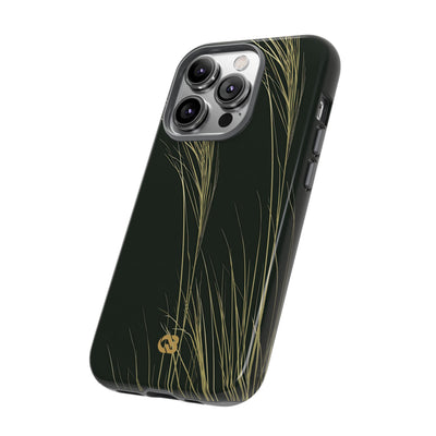 Green Tough Phone Case for iPhone - Midnight Gilded Grass