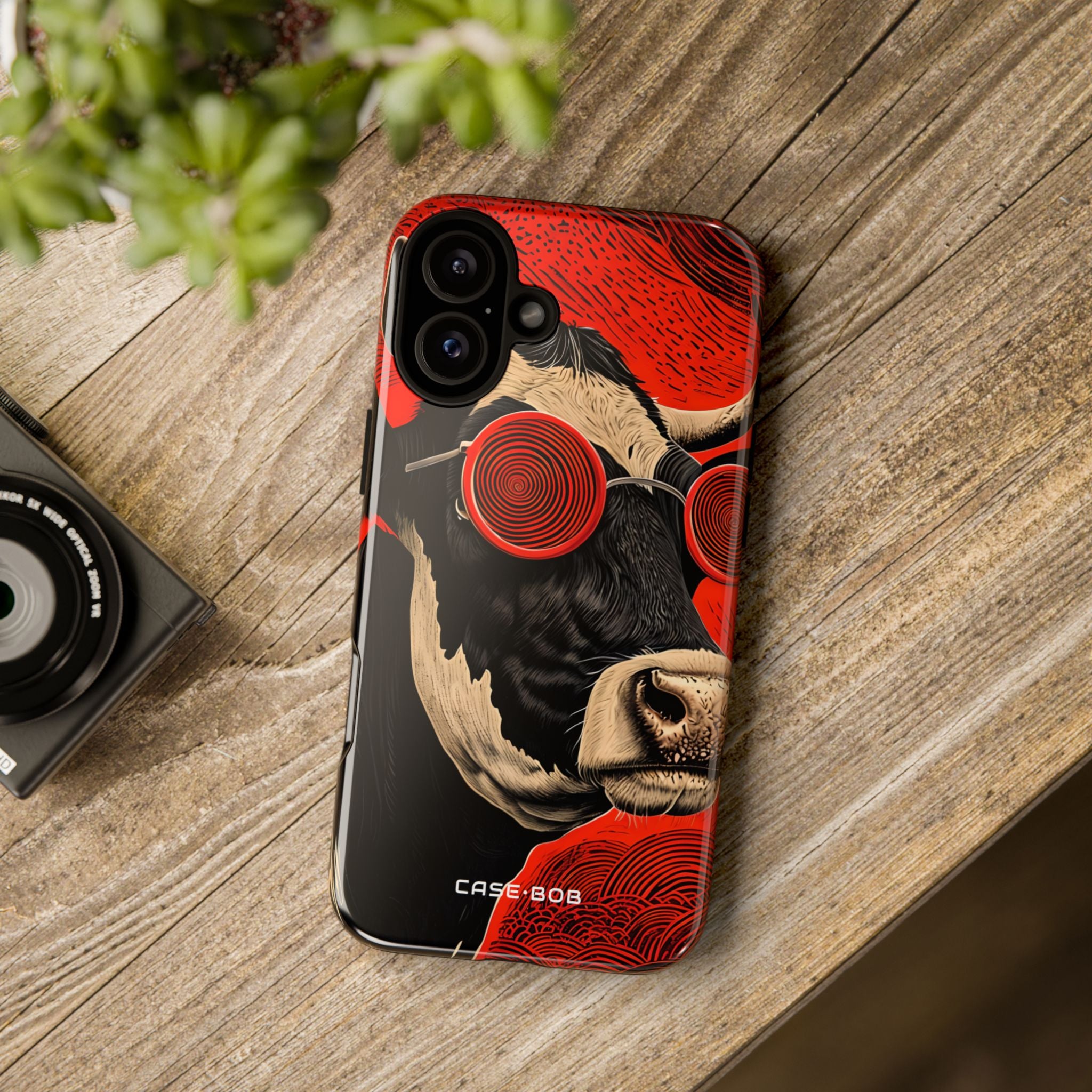 Hypno Cow Crimson iPhone 16 Plus Case - Tough