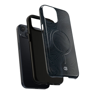 Black Tough 2.0 Magsafe Phone Case for iPhone - Obsidian Ridge Topo