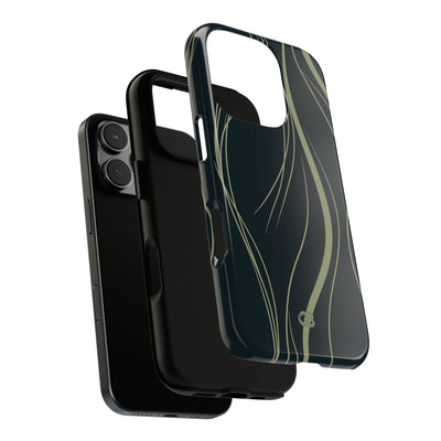 Green Tough Phone Case for iPhone - Obsidian Sage Flow