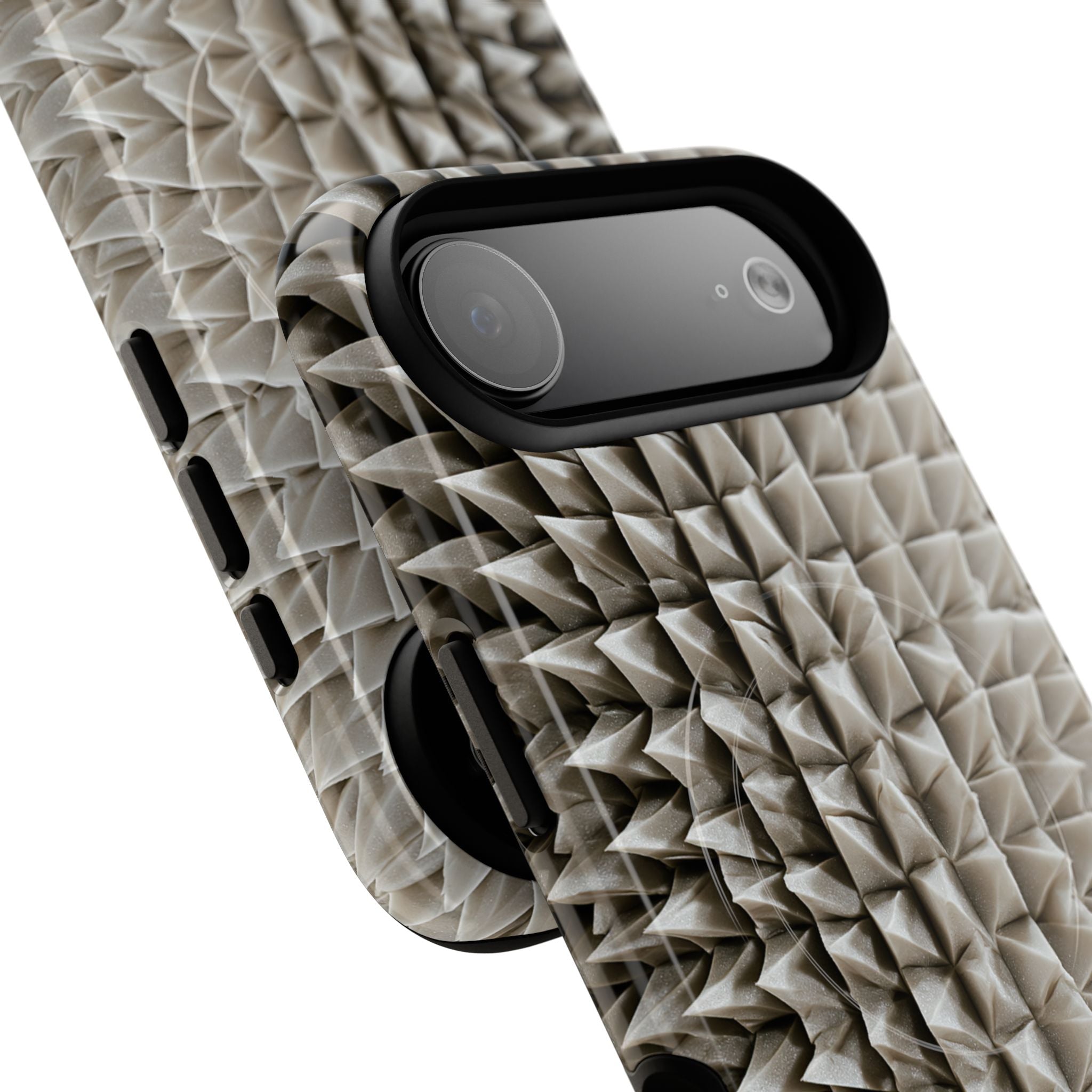 Beige Tough 2.0 Magsafe Phone Case for iPhone - Bone Spiked Grid