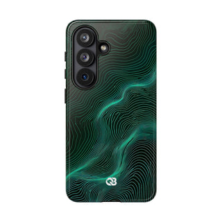 Teal Tough Phone Case for Samsung - Neon Jade Contour