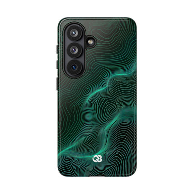 Teal Tough Phone Case for Samsung - Neon Jade Contour