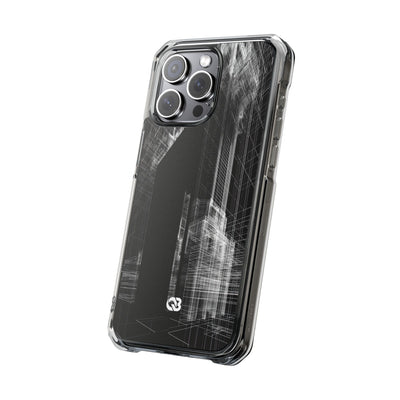 Black Impact MagSafe Phone Case for iPhone - Ghost Urban Wireframe