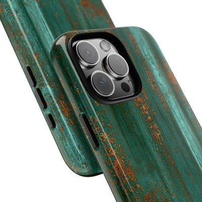 Teal Tough Phone Case for iPhone - Verdigris Copper Siding