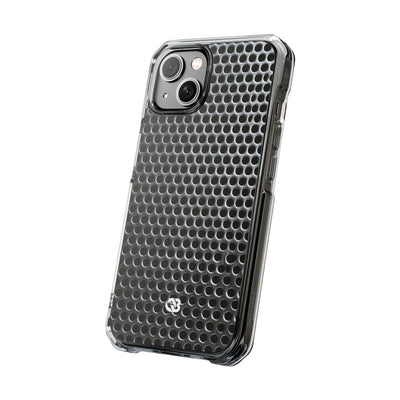 Brushed Perforated Steel · Clear Impact Magnetic Phone Case for iPhone ·  Silver