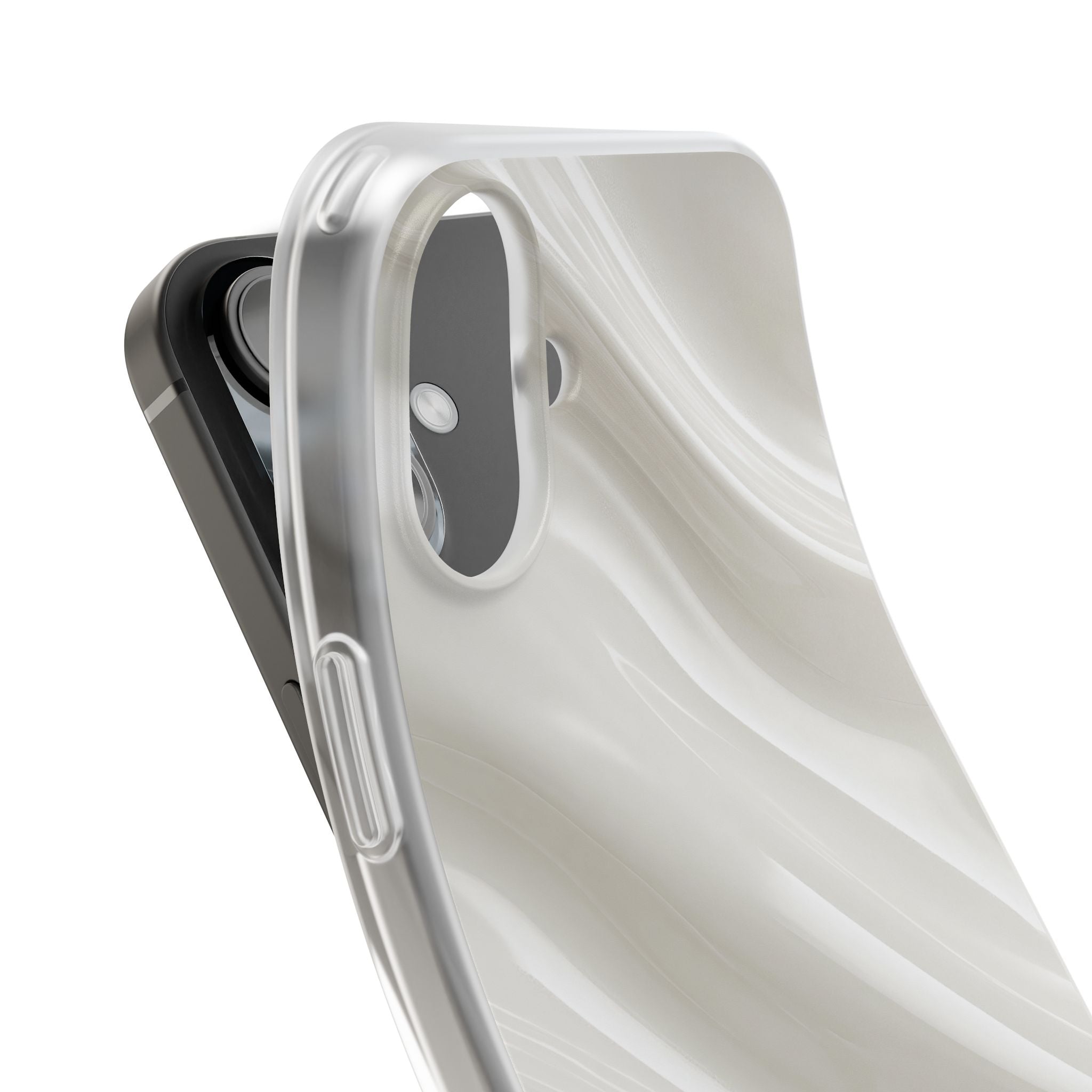 White Lite Phone Case for iPhone - Polished Ivory Wave