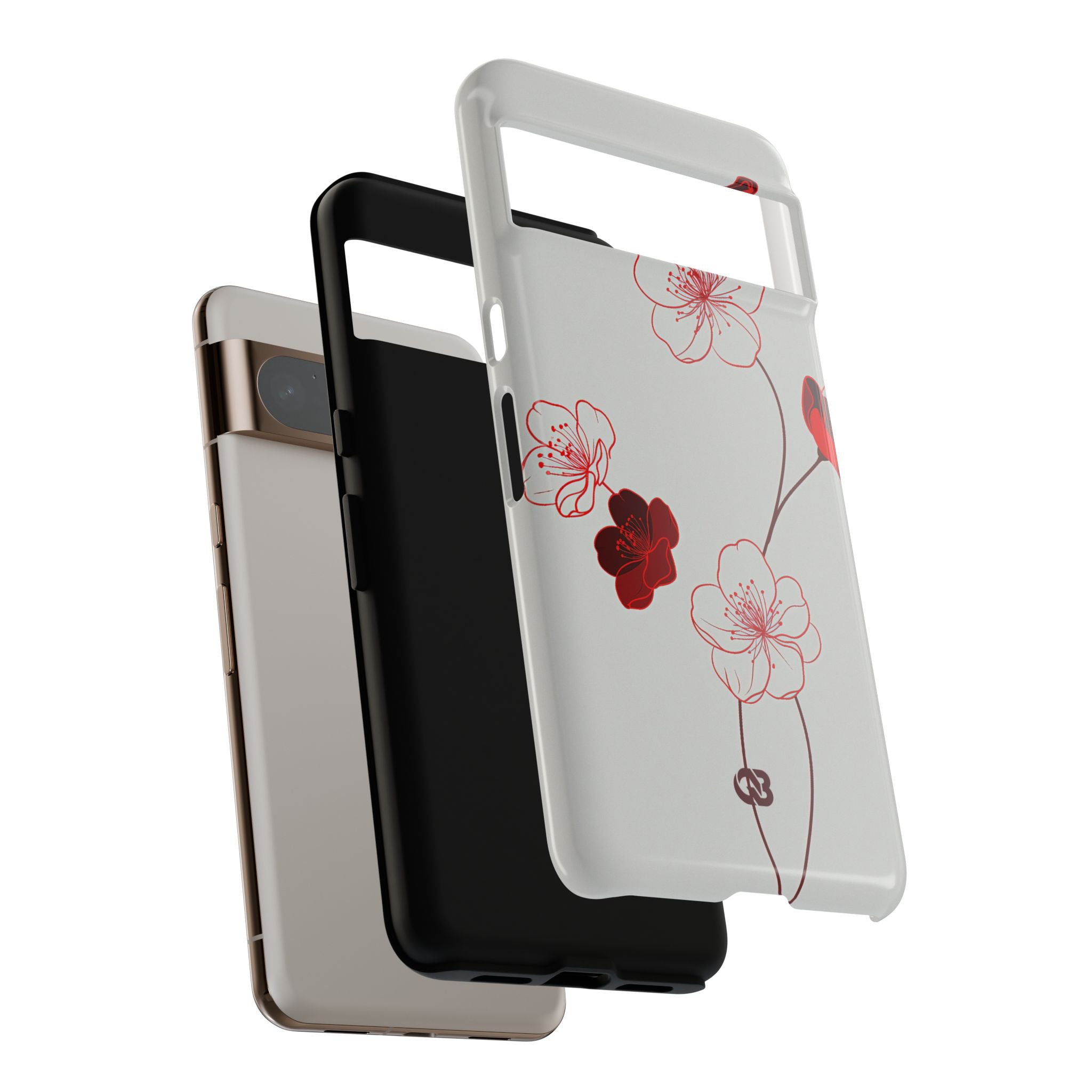 Red Tough Phone Case for Google Pixel - Kyoto Ember Bloom