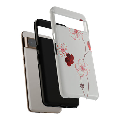 Red Tough Phone Case for Google Pixel - Kyoto Ember Bloom