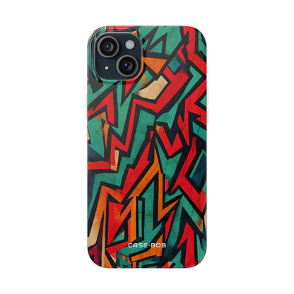 Crimson Zigzag iPhone 15 Plus Cover - Blød