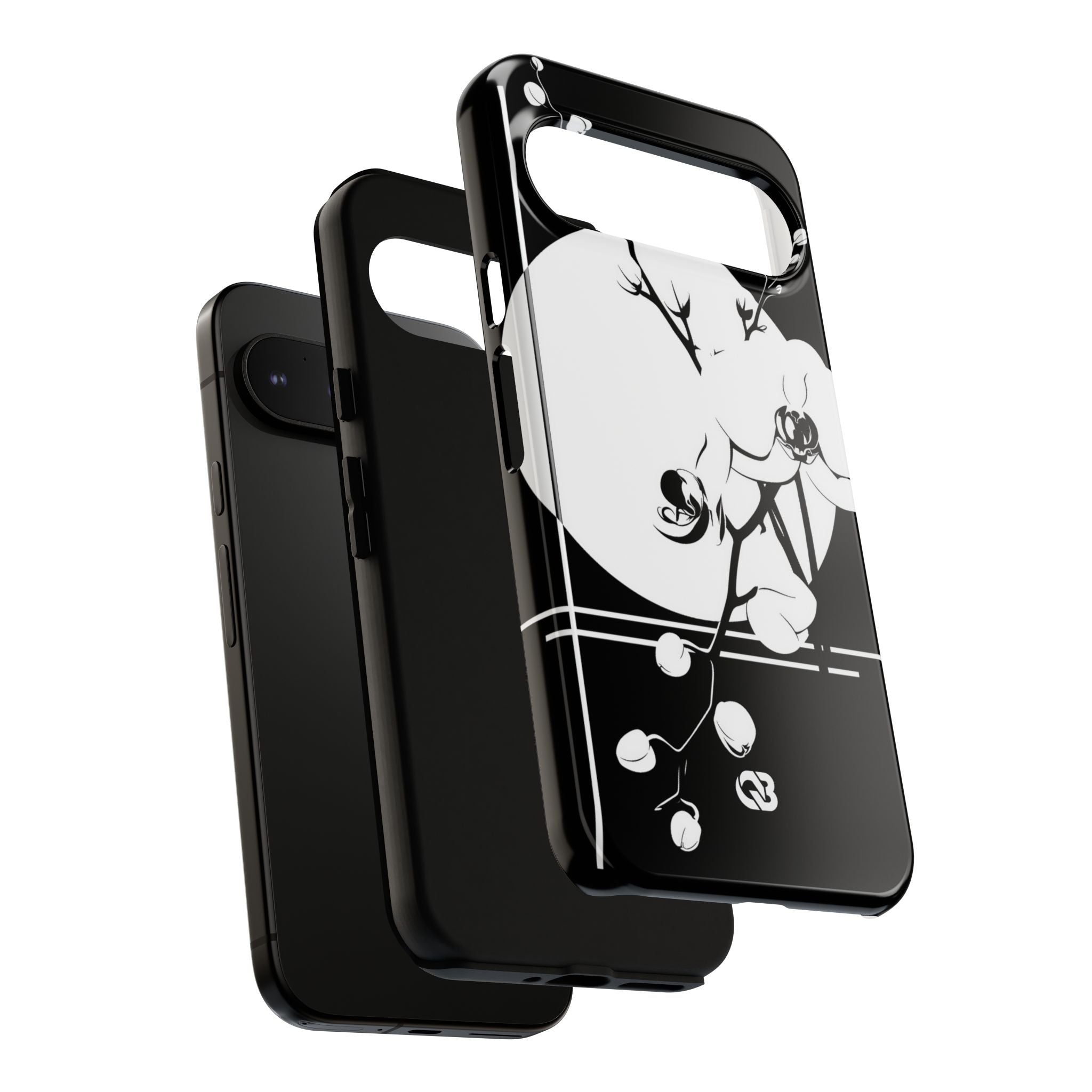 Black Tough Phone Case for Google Pixel - Lunar Orchid Grid