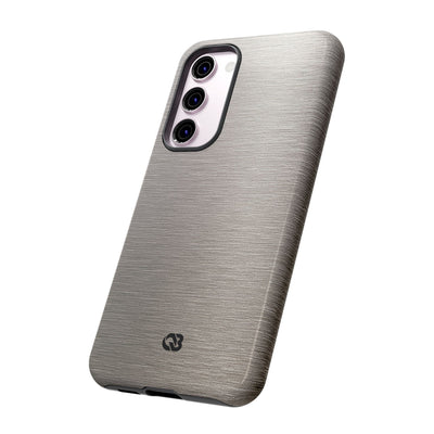 Grey Tough Phone Case for Samsung - Brushed Nickel Linen
