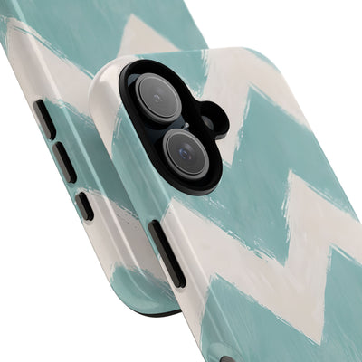 Teal Painted Chevron · Tough Phone Case for iPhone