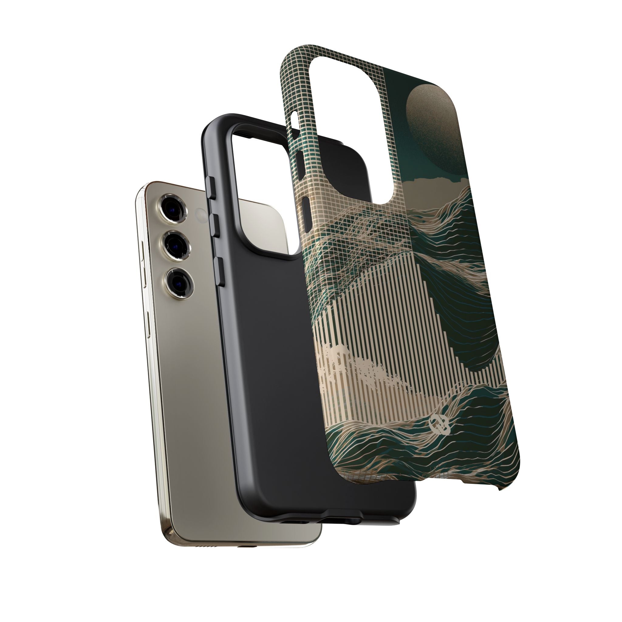 Green Tough Phone Case for Samsung - Lunar Moss Topography