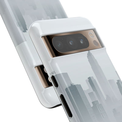 Grey Tough Phone Case for Google Pixel - Steel Mist Skyline