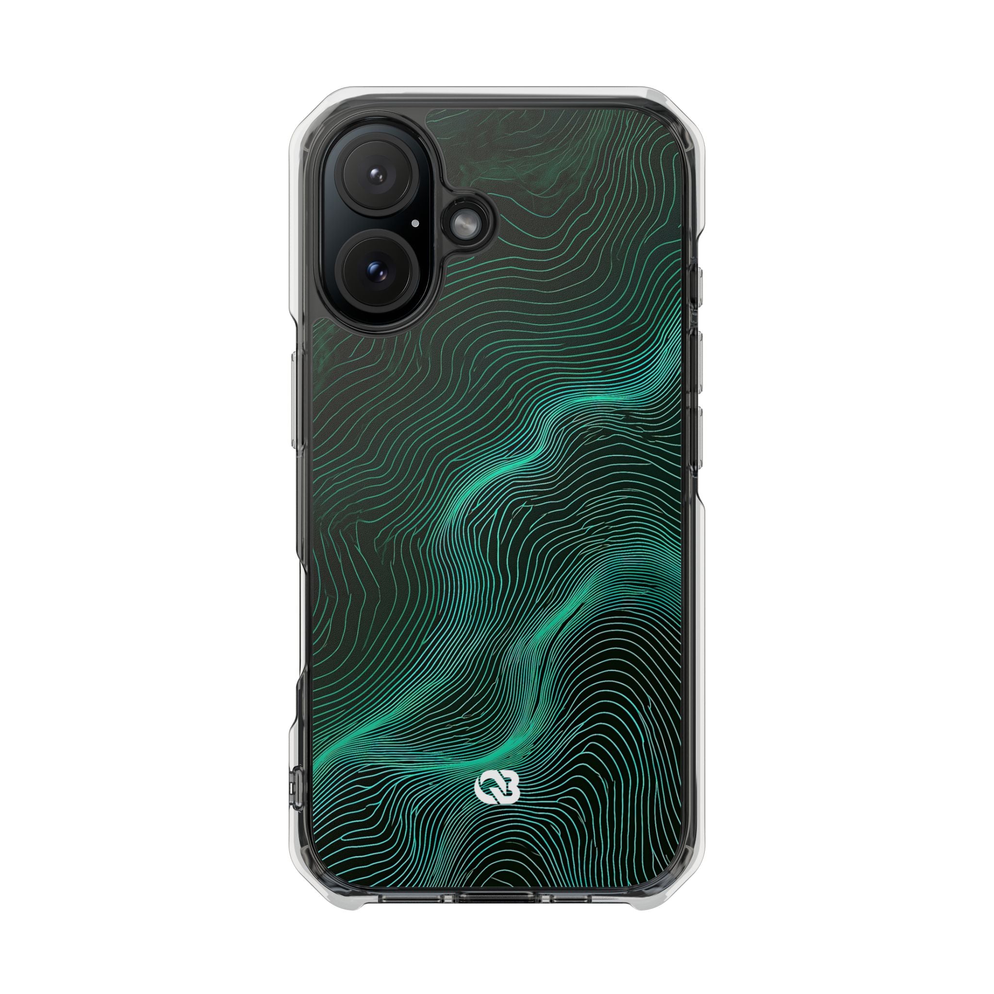 Teal Impact MagSafe Phone Case for iPhone - Neon Jade Contour