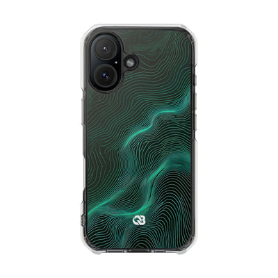 Teal Impact MagSafe Phone Case for iPhone - Neon Jade Contour
