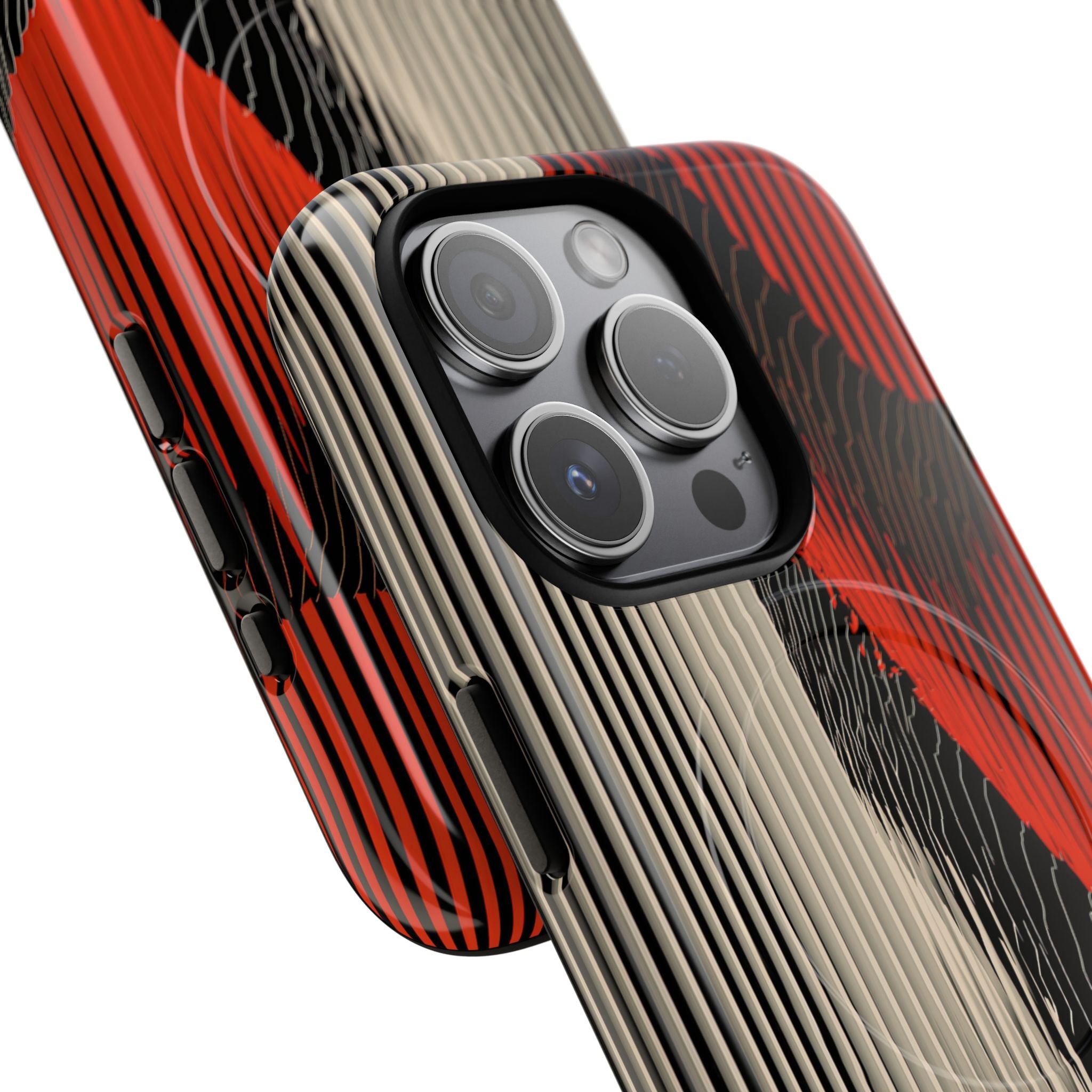 Red Tough 2.0 Magsafe Phone Case for iPhone - Crimson Pulse Topo