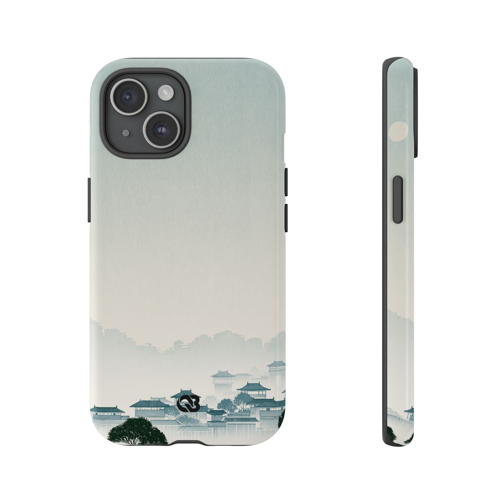 Blue Tough Phone Case for iPhone - Mist Valley Pagoda