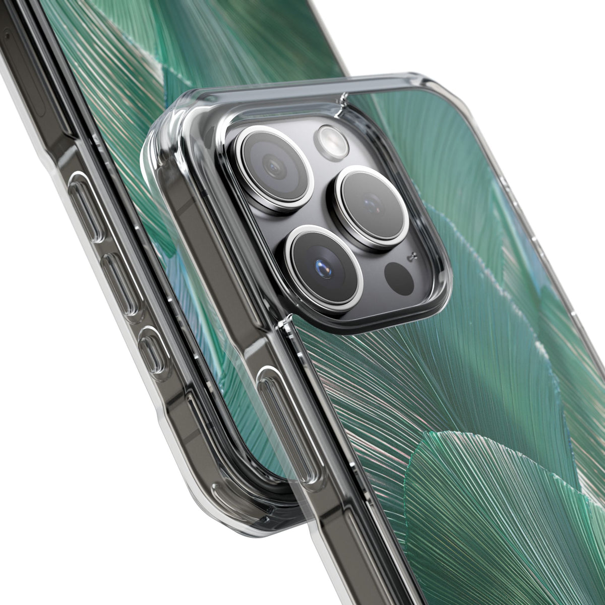 Translucent Fan Palm · Clear Impact Magnetic Phone Case for iPhone · Teal
