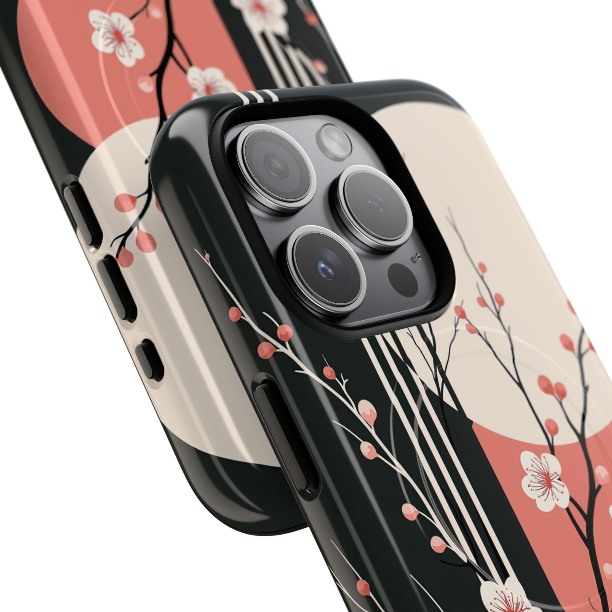Black Tough 2.0 Magsafe Phone Case for iPhone - Kyoto Midnight Blossom
