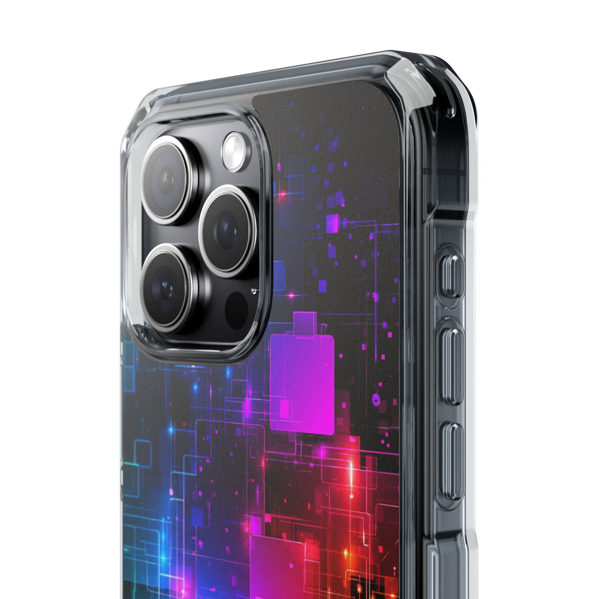 Spectral Circuit Grid · Clear Impact Magnetic Phone Case for iPhone · Black