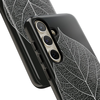 Black Tough Phone Case for Samsung - Bleached Leaf Lattice