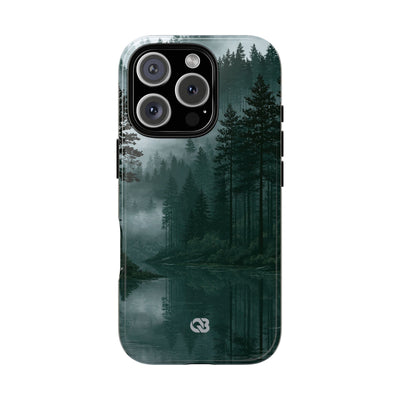 Green Tough Phone Case for iPhone - Misty Evergreen Mirror
