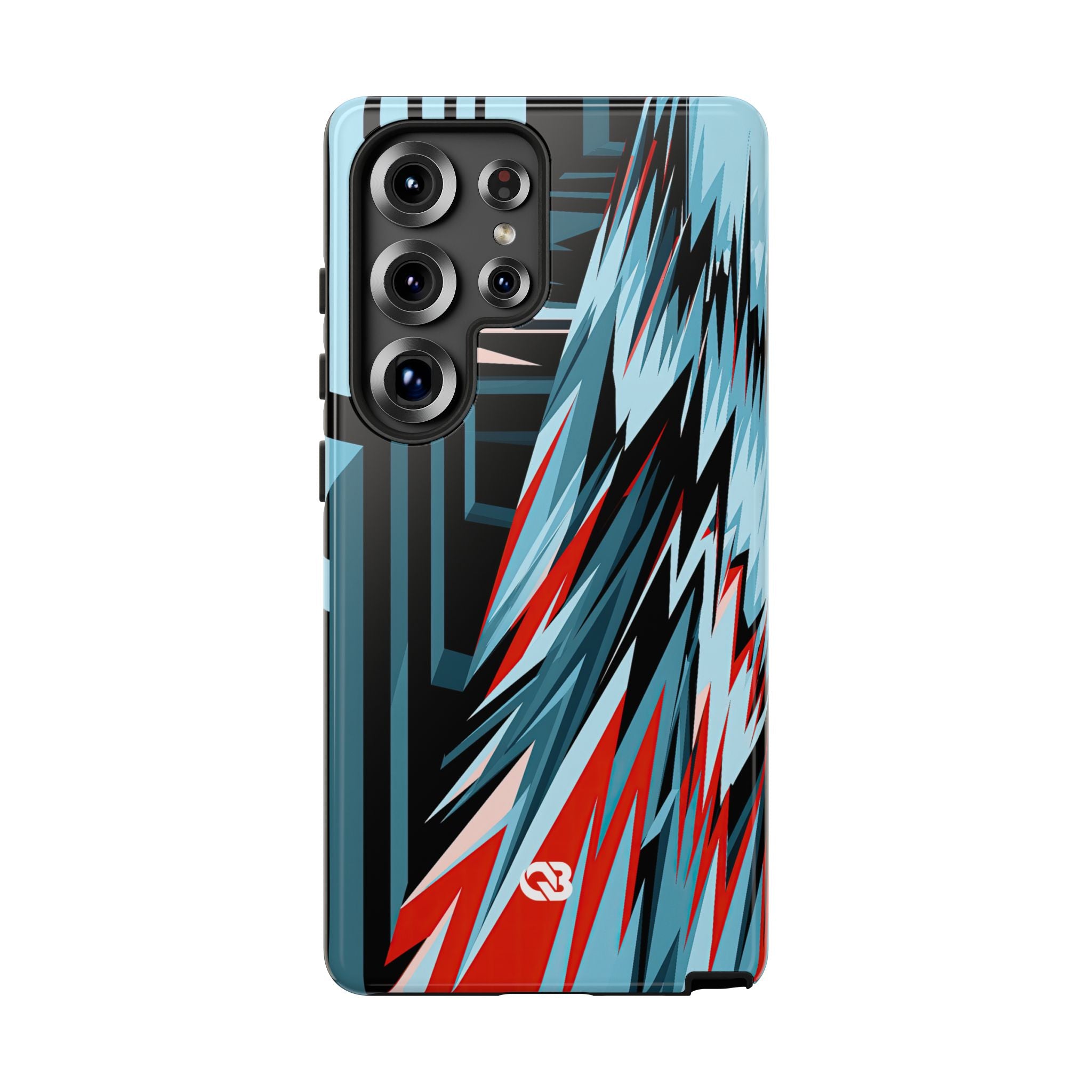 Blue Tough Phone Case for Samsung - Glitch Peak Cyan